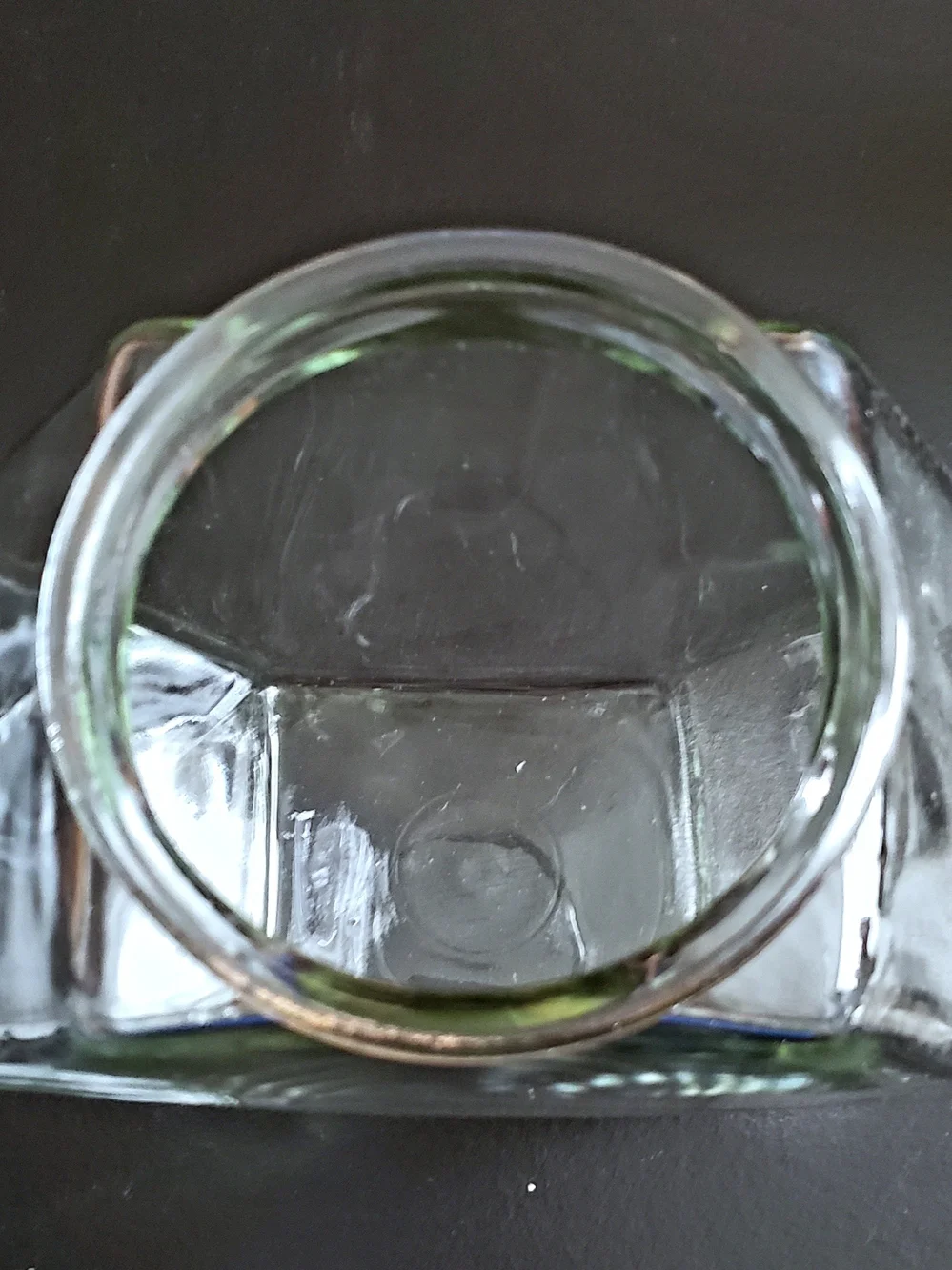 Vintage 1970's Glass Hexagon Decorative Jar with Silver Lid - Clear